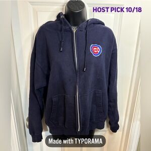 MLB by 5th & Ocean Medium Chicago Cubs Blue Zip up hooded jacket.